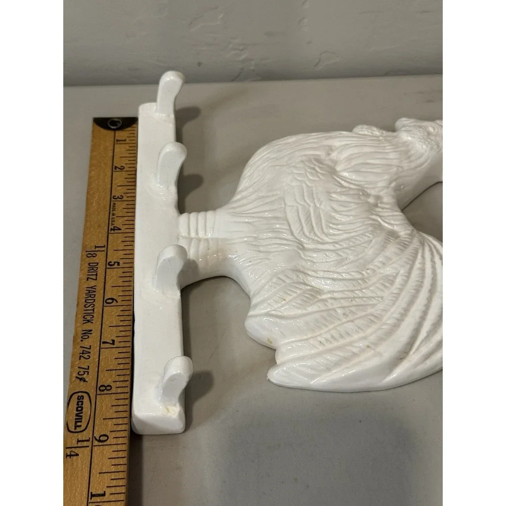 Vintage Ceramic Rooster Chicken Kitchen Towel Or Apron Hanger Holder 4 Hook